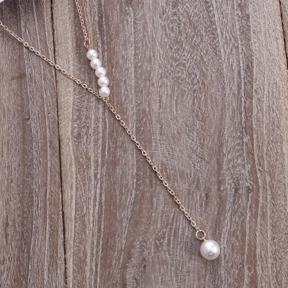 NEW!๐๐๐GOLDEN PEARL LOOK Y NECKLACE๐๐๐PRETTY - Picture 6 of 8